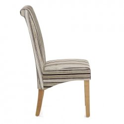 Silla Tela Roble - Roma Marrón y Crema Rayas
