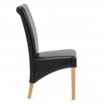 Silla Cuero Regenerado Madera - Carlo Roble Negro