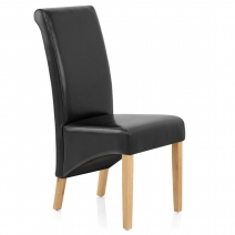 Silla Cuero Regenerado Madera - Carlo Roble Negro