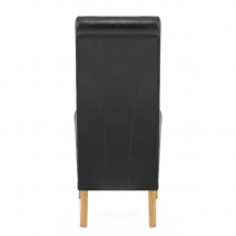 Silla Cuero Regenerado Madera - Carlo Roble Negro