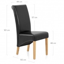Silla Cuero Regenerado Madera - Carlo Roble Negro