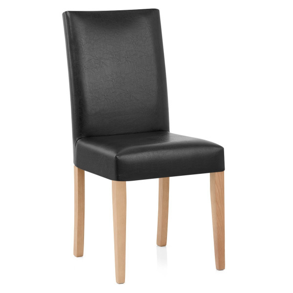 Silla Cuero Regenerado Madera - Chicago Roble Negro Silla Cuero Regenerado Madera - Chicago Roble Negro