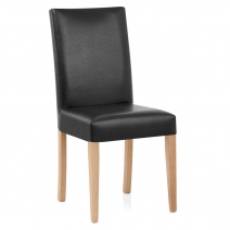 Silla Cuero Regenerado Madera - Chicago Roble Negro