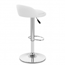 Taburete Auténtico Cuero Cromo - Lulú Blanco