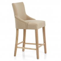 Taburete Tela Madera - Magna Crema