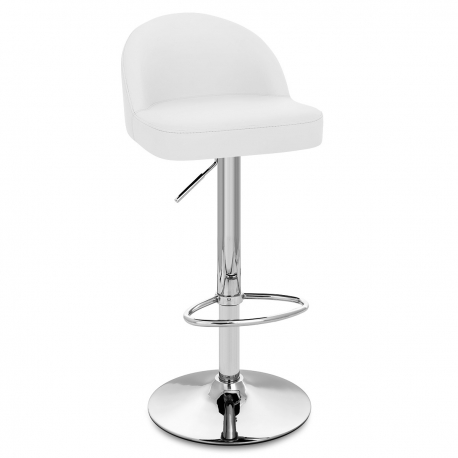 Taburete Polipiel Cromo - Mimi Blanco