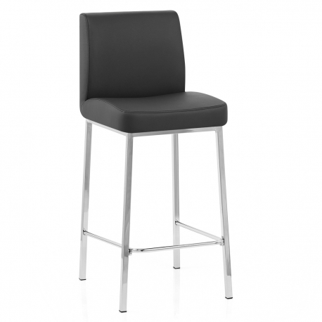 Taburete Polipiel Cromo - Pacino Negro