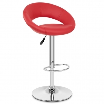 Taburete Polipiel Cromo - Creciente Acolchado Rojo