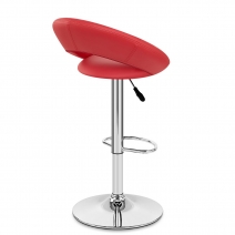 Taburete Polipiel Cromo - Creciente Acolchado Rojo