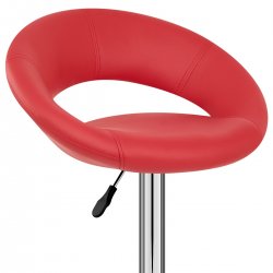 Taburete Polipiel Cromo - Creciente Acolchado Naranja