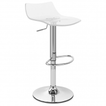 Taburete Plástico Cromo - Cristal Transparente