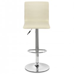 Silla de Bar Cuero Auténtico Cromo - Fabio Negro