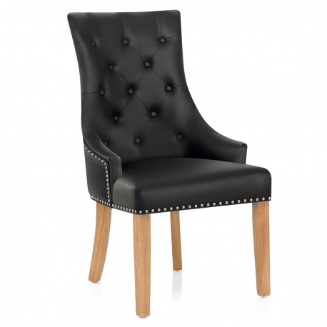 Silla Cuero Regenerado Roble - Ascot Negro