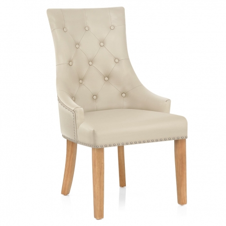 Silla Cuero Regenerado Roble - Ascot Crema