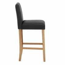 Taburete Cuero Regenerado Madera - Tetbury Negro