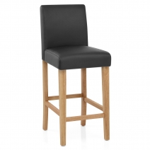 Taburete Cuero Regenerado Madera - Tetbury Negro