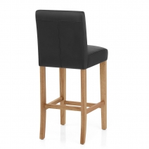 Taburete Cuero Regenerado Madera - Tetbury Negro
