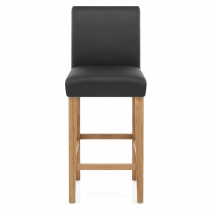Taburete Cuero Regenerado Madera - Tetbury Negro