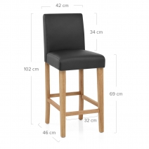 Taburete Cuero Regenerado Madera - Tetbury Negro
