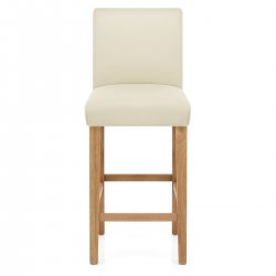 Taburete Cuero Regenerado Madera - Tetbury Marrón