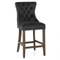 Taburete Terciopelo Madera - Kensington Negro