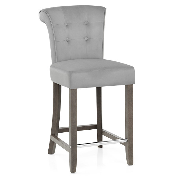 Taburete Terciopelo Madera - Carlton Crema