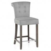 Taburete Terciopelo Madera - Carlton Crema