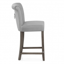 Taburete Terciopelo Madera - Carlton Crema