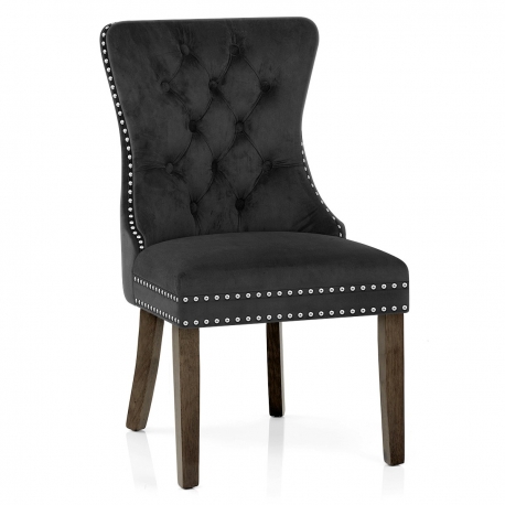 Silla Terciopelo Madera - Kensington Negro