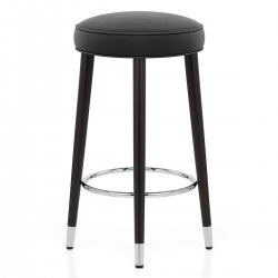 Banqueta Cuero Regenerado Madera - Conrad Negro