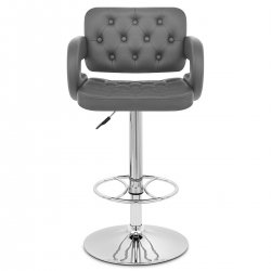 Taburete Polipiel Cromo - Polaris Negro