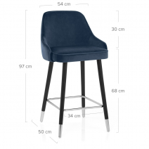 Taburete Terciopelo Madera - Glam Azul