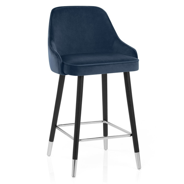 Taburete Terciopelo Madera - Glam Azul Taburete Terciopelo Madera - Glam Azul
