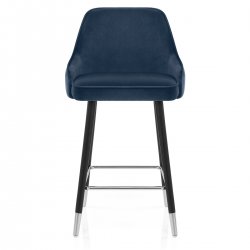 Taburete Terciopelo Madera - Glam Azul