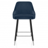 Taburete Terciopelo Madera - Glam Azul