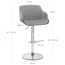 Taburete Terciopelo Cromo - Dakota Gris