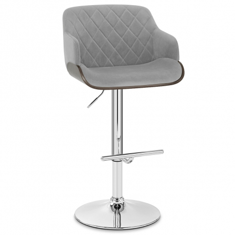 Taburete Terciopelo Cromo - Dakota Gris