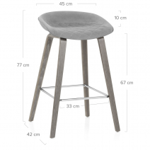 Taburete Terciopelo Madera - Epic Gris