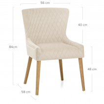 Silla Terciopelo Madera - City Crema