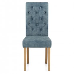 Silla Terciopelo Madera - Portland Azul