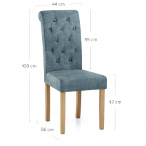 Silla Terciopelo Madera - Portland Azul