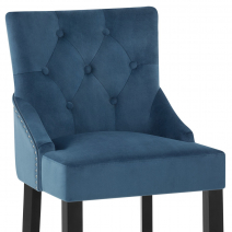 Taburete Terciopelo Madera - Loxley Azul