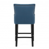Taburete Terciopelo Madera - Loxley Azul
