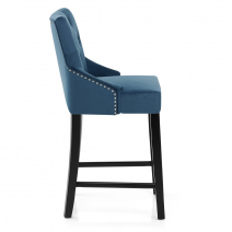 Taburete Terciopelo Madera - Loxley Azul