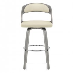 Taburete Polipiel Madera - Alicia Gris