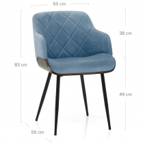 Silla Terciopelo Madera - Dakota Azul