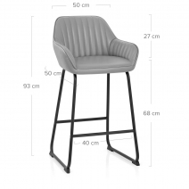 Taburete Cuero Auténtico Metal - Kanto Gris