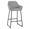 Taburete Cuero Auténtico Metal - Kanto Gris