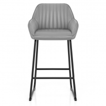 Taburete Cuero Auténtico Metal - Kanto Gris
