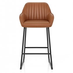 Taburete Cuero Auténtico Metal - Kanto Marrón